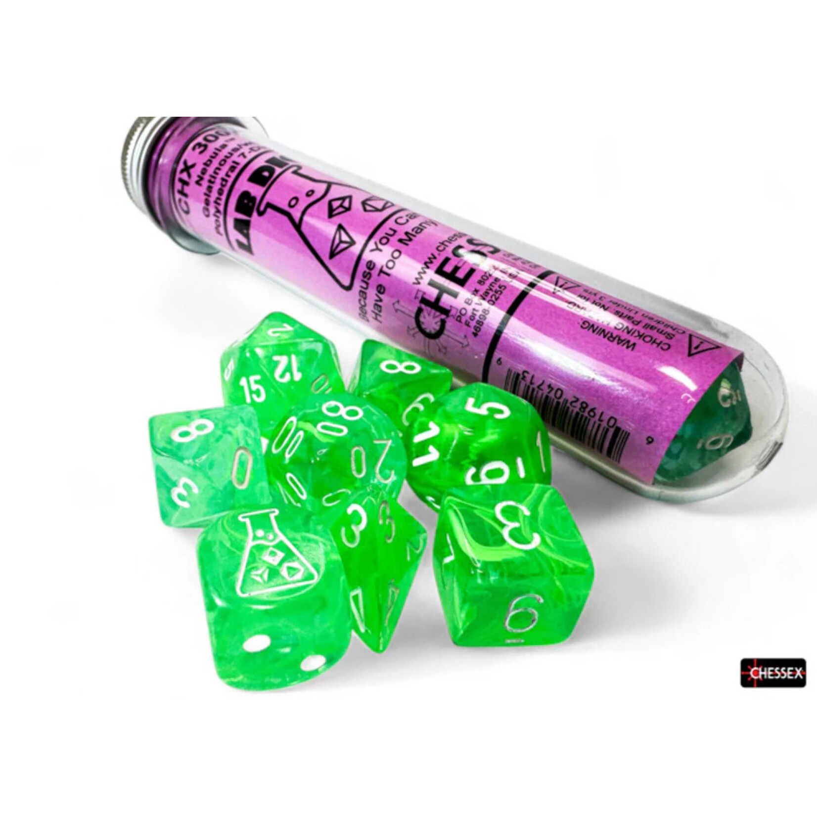 Chessex 30074 Lab Nebula Gelatinous with White 7-Set