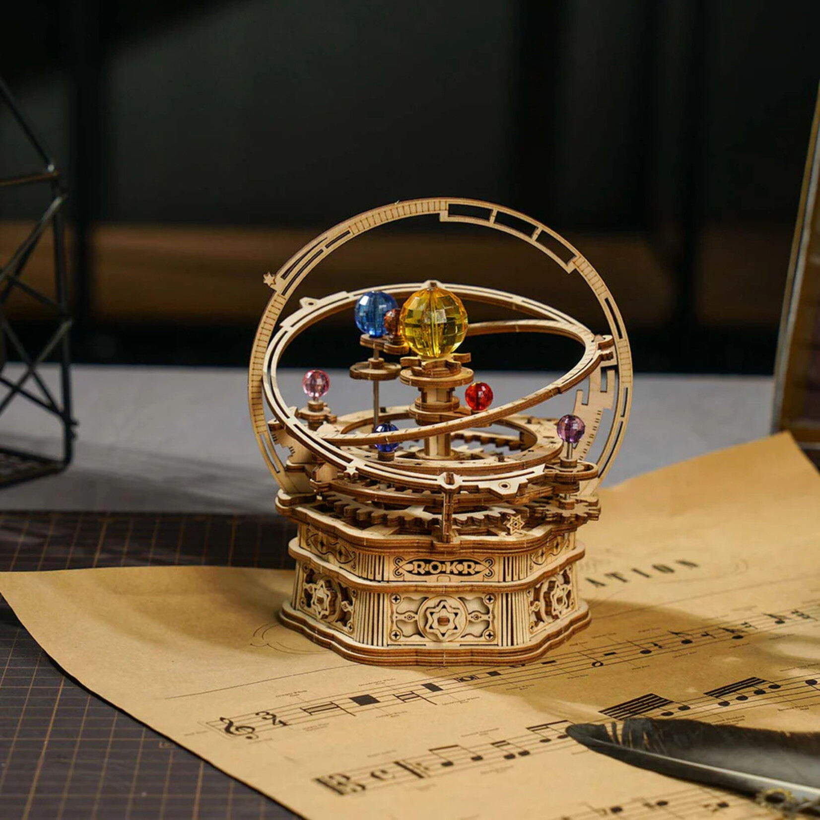 Robotime Starry Night Orrery Planetary Music Box
