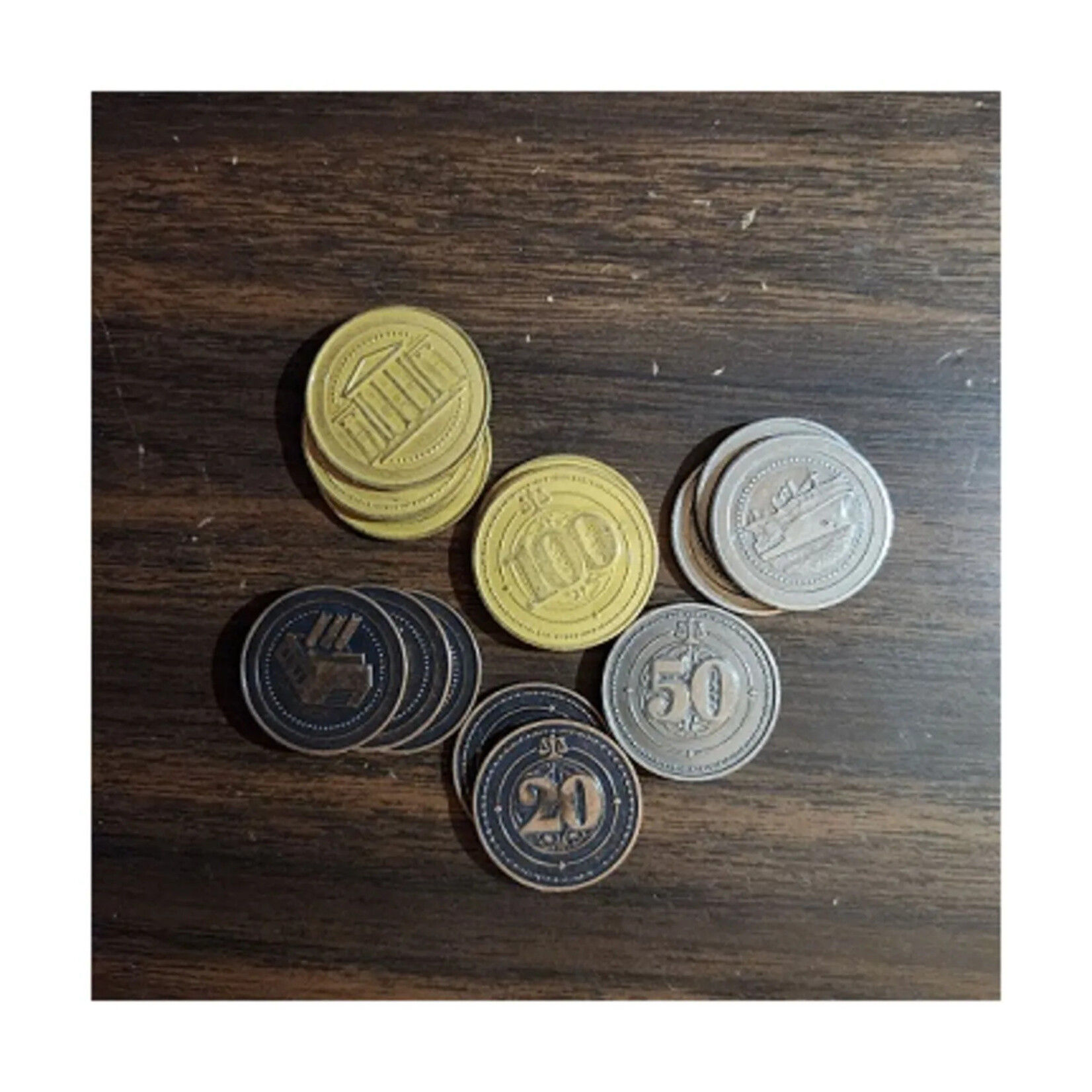 Mayday Games Board Game Upgrade: 30 High Value Industrial Coins - Metal Coin Board Game Upgrade Set
