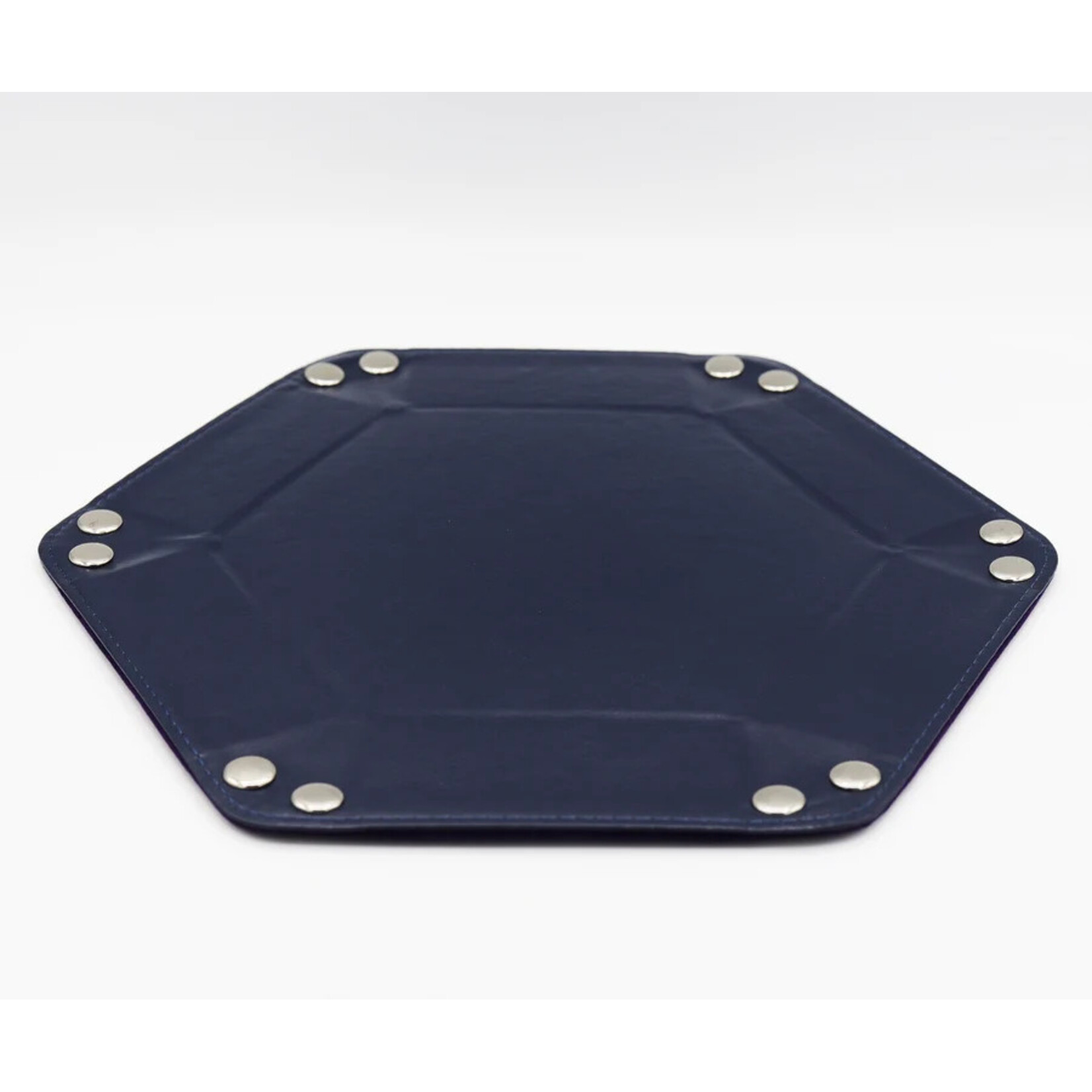 Foam Brain Games Leatherette & Velvet Dice Tray: Navy with Purple Hex