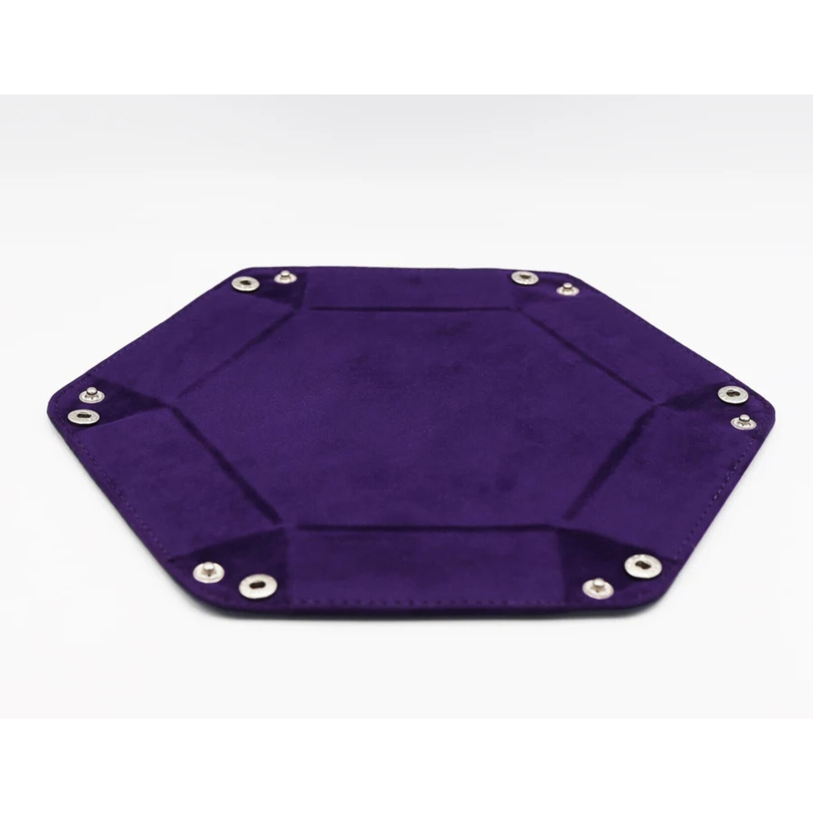 Foam Brain Games Leatherette & Velvet Dice Tray: Navy with Purple Hex