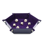 Foam Brain Games Leatherette & Velvet Dice Tray: Navy with Purple Hex