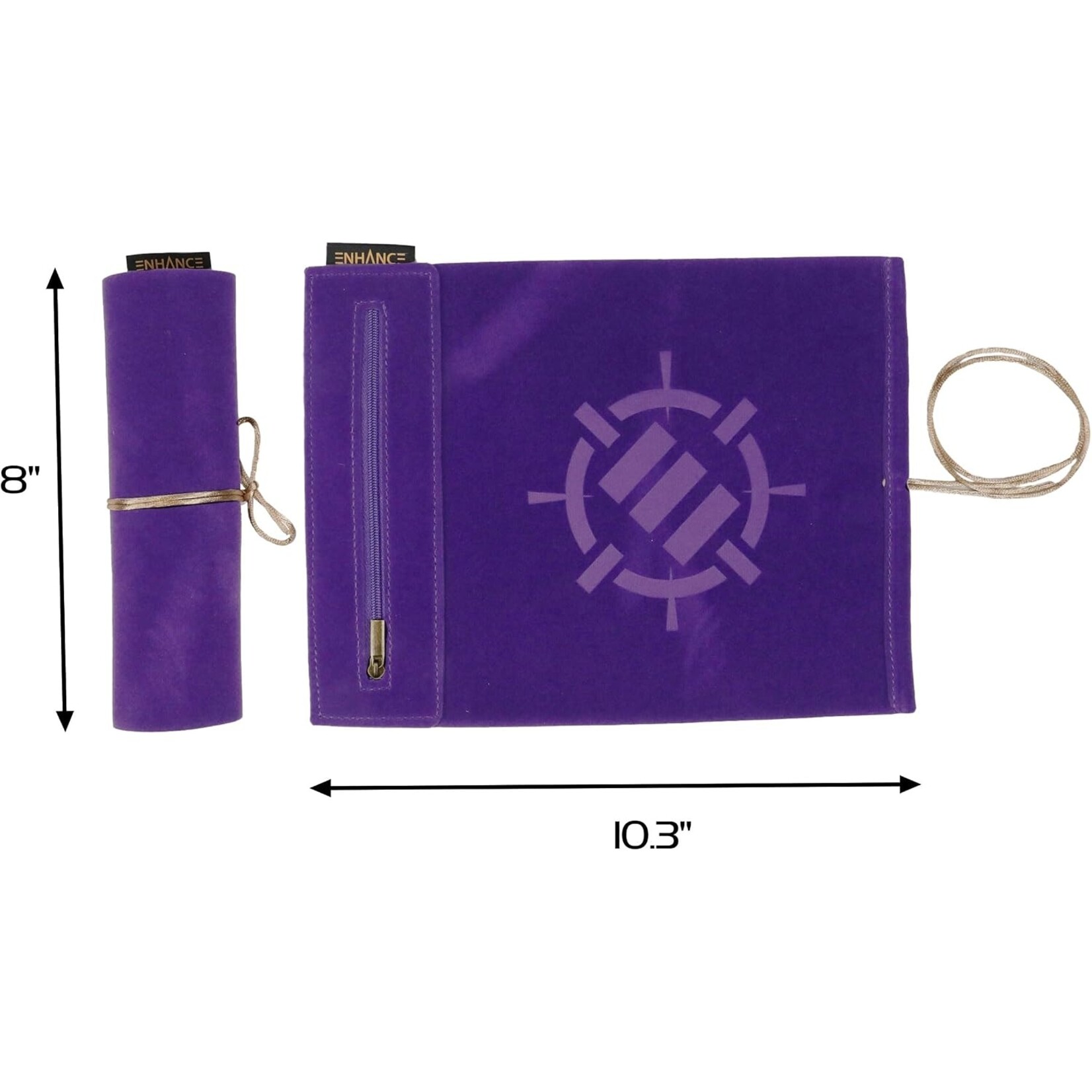 Enhance Gaming Purple Tabletop Roll on a Scroll Dice Case and 7pc Acrylic Dice Set