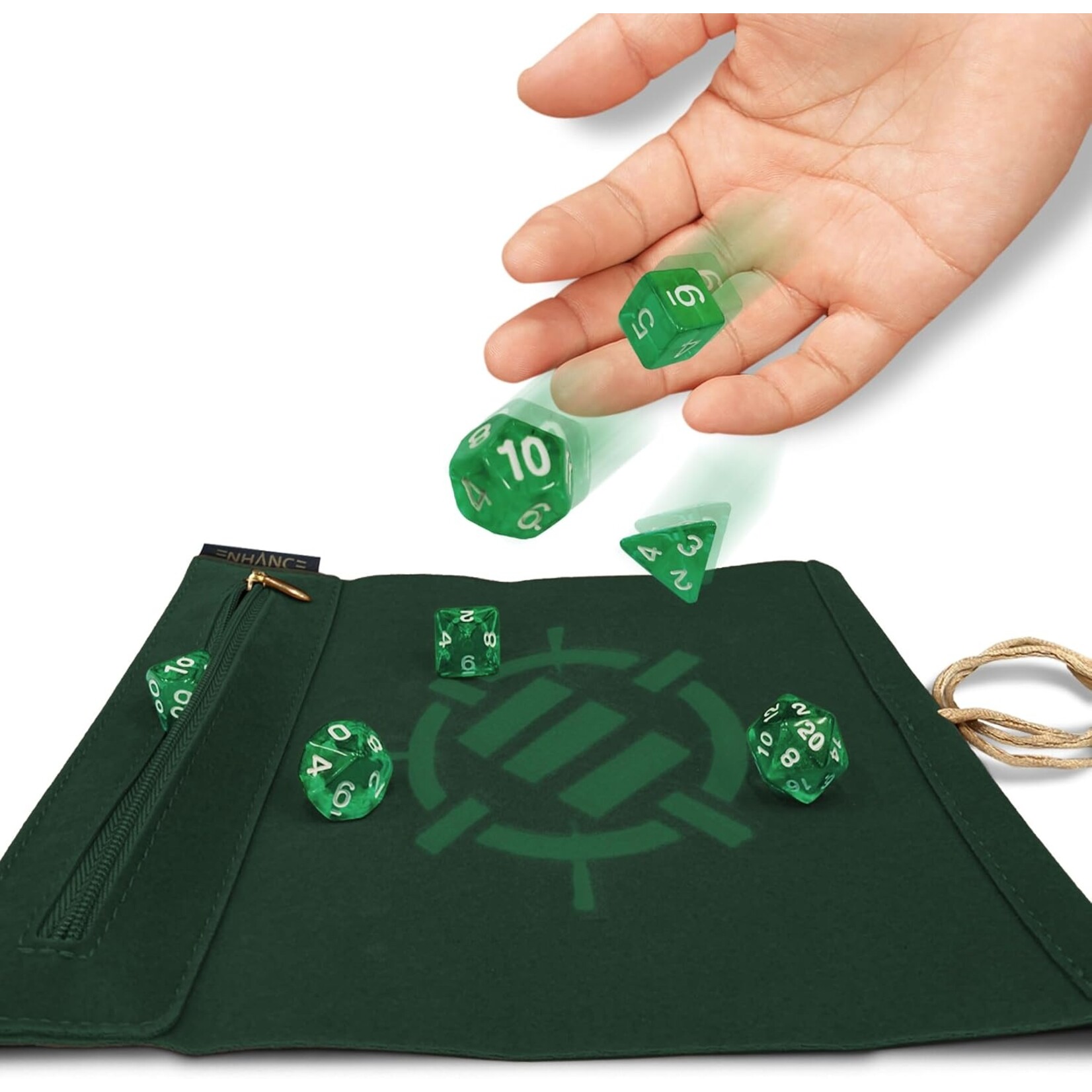 Enhance Gaming Green Tabletop Roll on a Scroll Dice Case