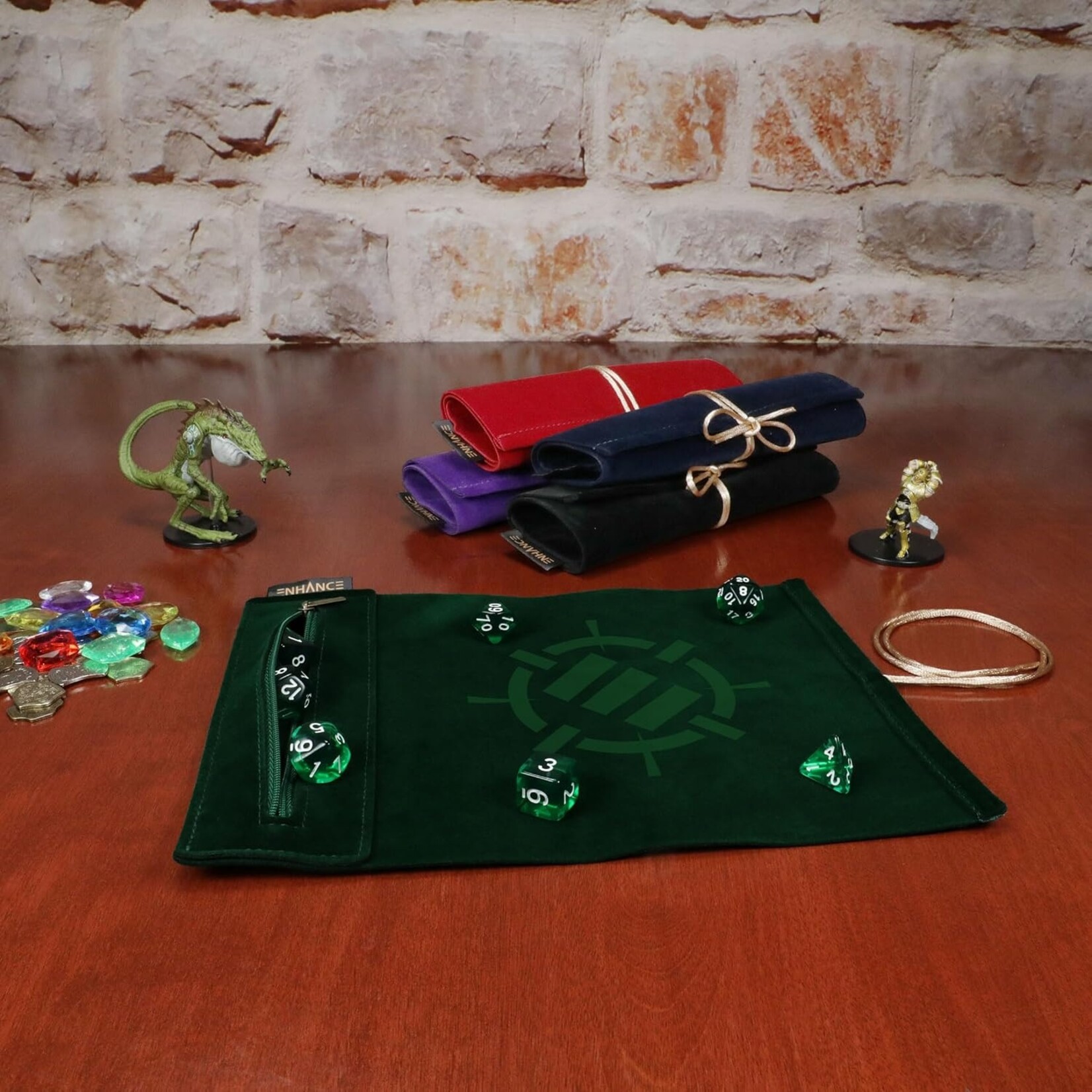 Enhance Gaming Green Tabletop Roll on a Scroll Dice Case