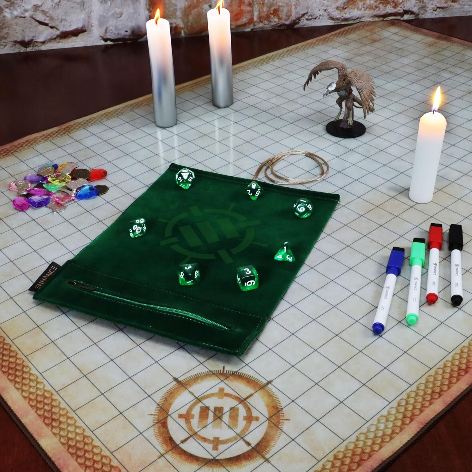 Enhance Gaming Green Tabletop Roll on a Scroll Dice Case