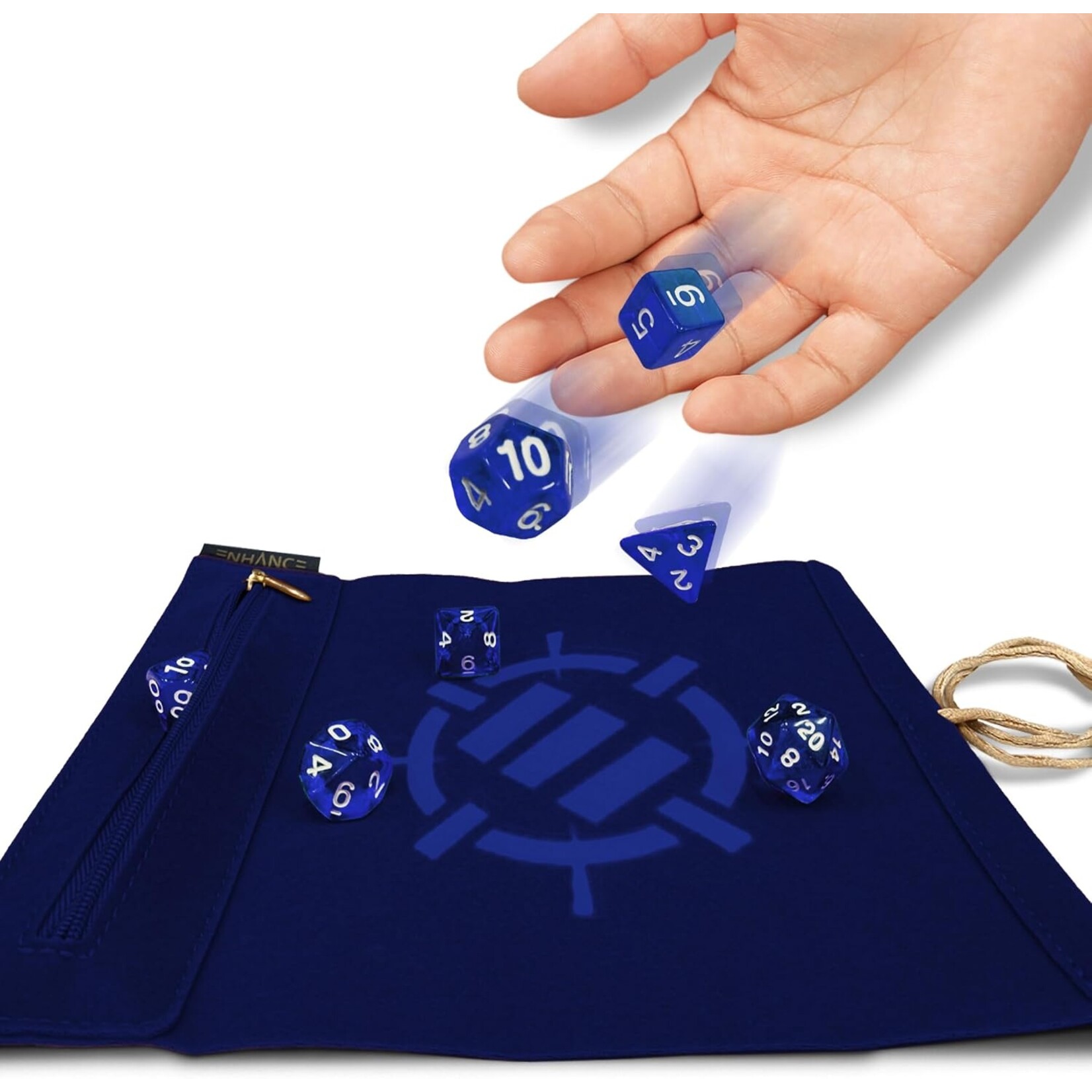 Enhance Gaming Blue Tabletop Roll on a Scroll Dice Case