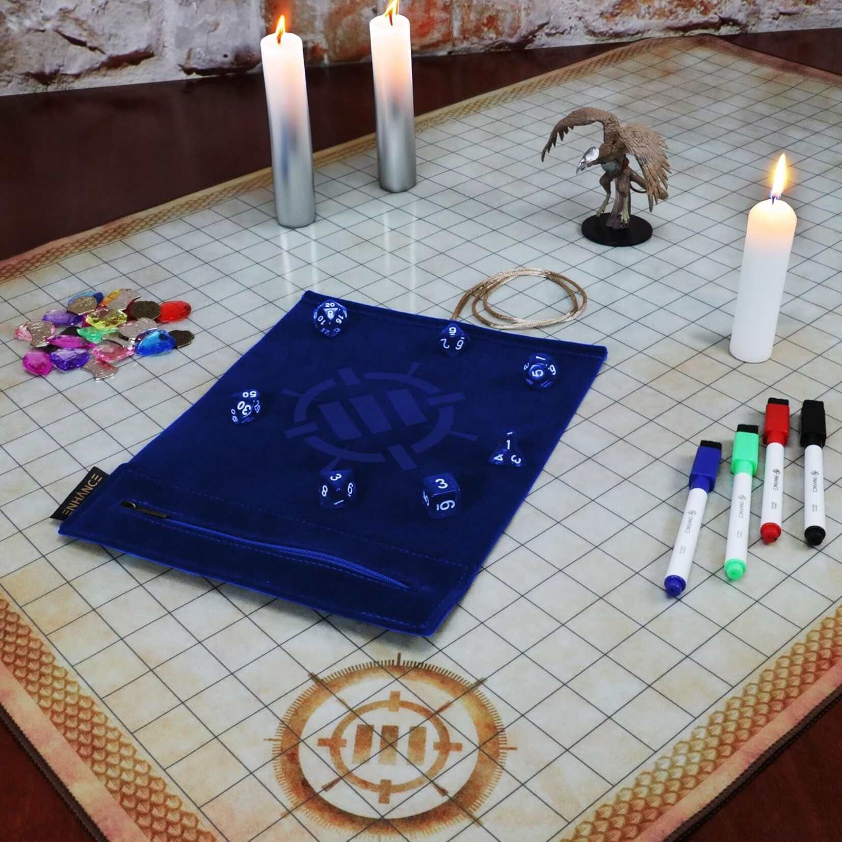 Enhance Gaming Blue Tabletop Roll on a Scroll Dice Case
