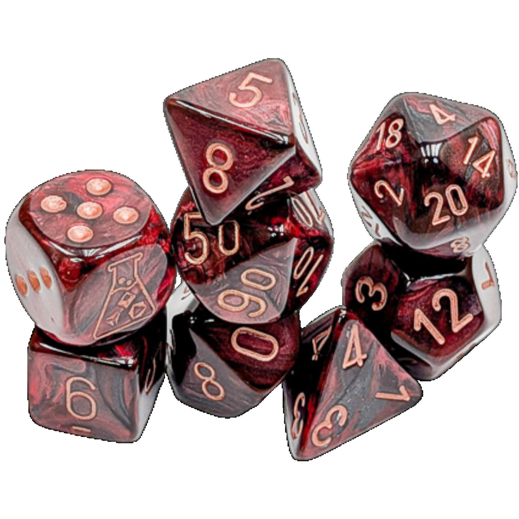 Chessex 30080 Lab Dice Lustrous Gothic with Copper 7-Set