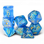 Chessex Lab Dice Shimmer Aqueous with Gold 7-Set