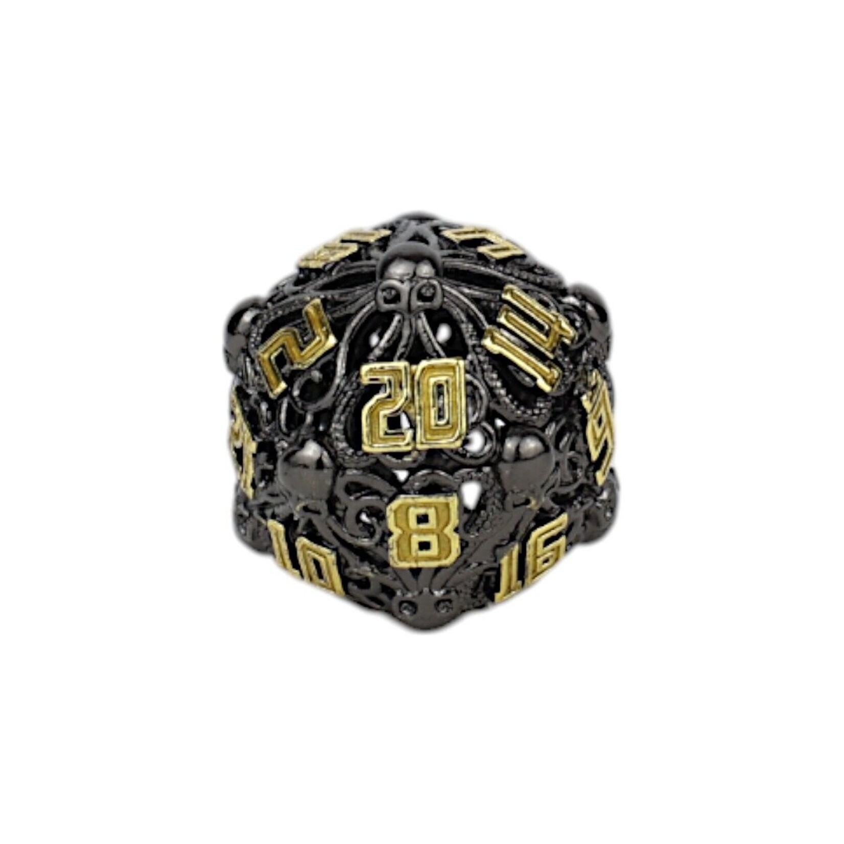 Let's Play Games Tentacular Dice Set - Black with Gold 7-Set