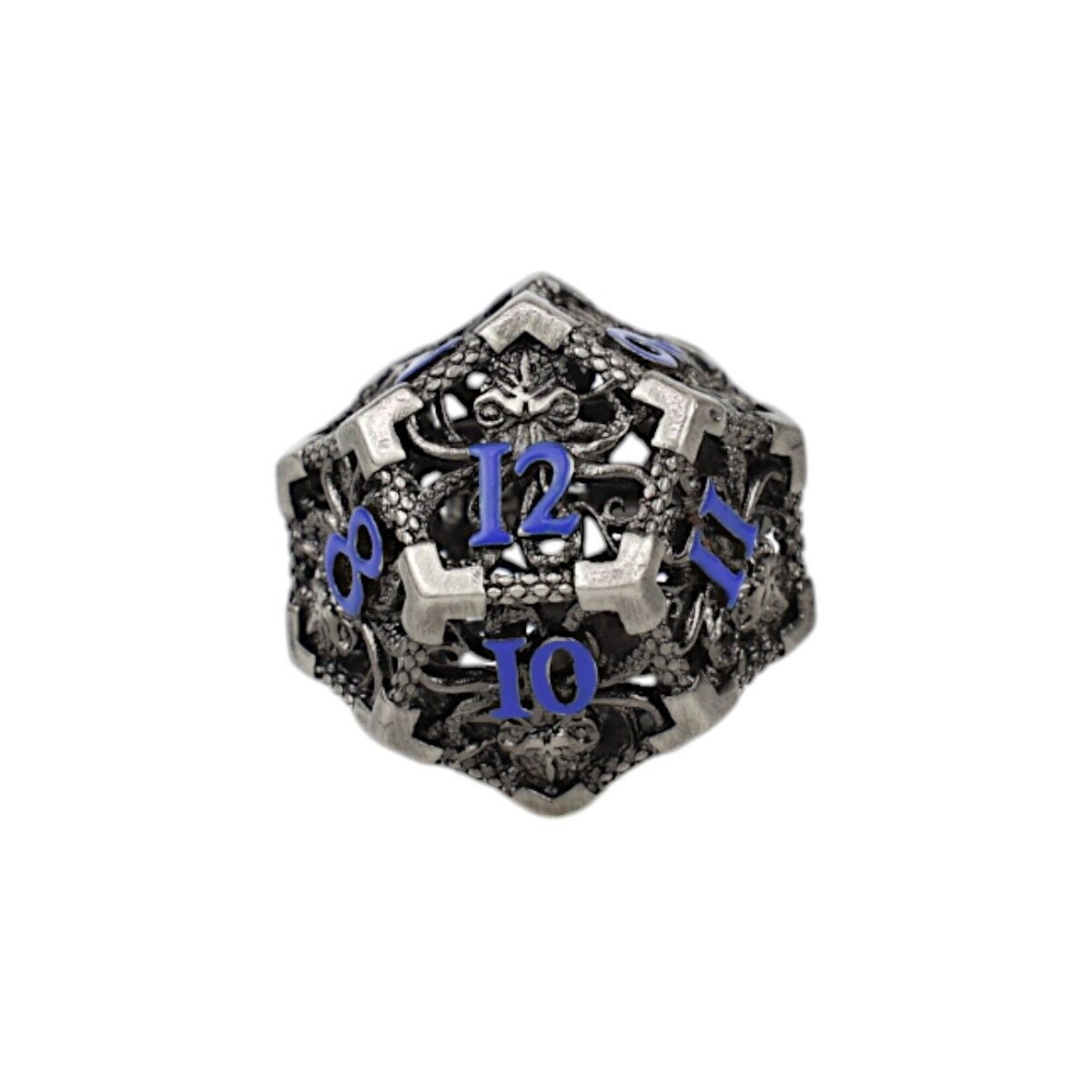 Let's Play Games Strange Aeon Dice Set - Steel with Blue 7-Set