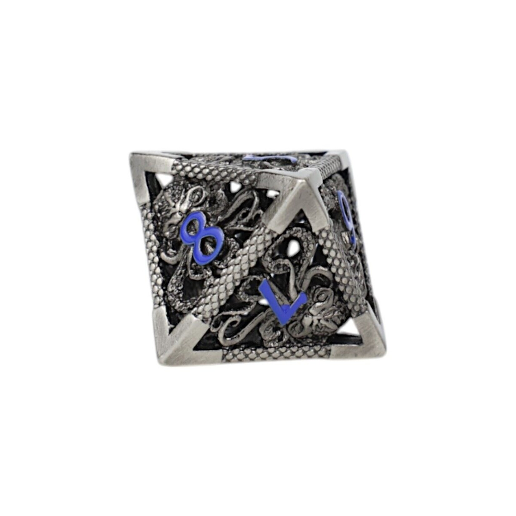 Let's Play Games Strange Aeon Dice Set - Steel with Blue 7-Set
