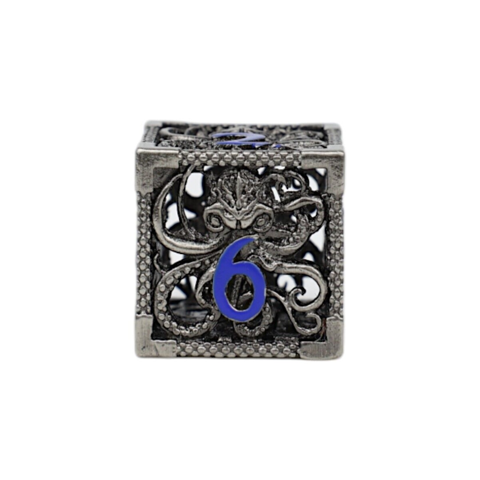 Let's Play Games Strange Aeon Dice Set - Steel with Blue 7-Set