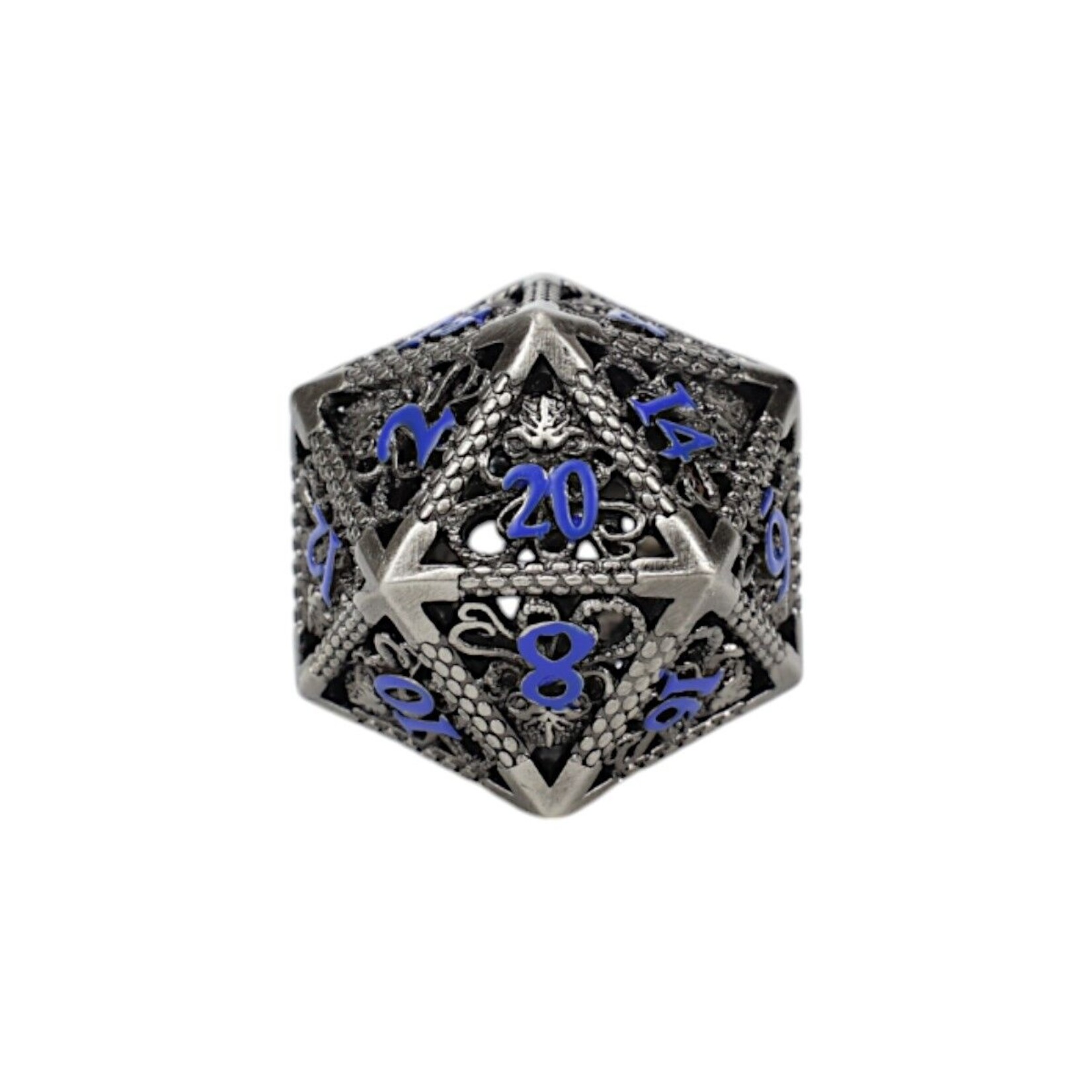 Let's Play Games Strange Aeon Dice Set - Steel with Blue 7-Set