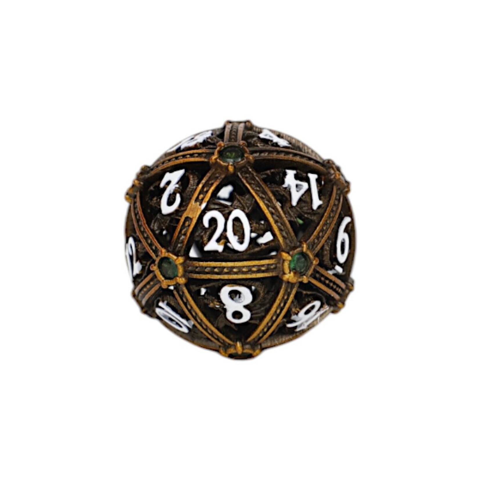 Let's Play Games Hoard Guardian Dice Set - Ancient Bronze with Green 7-Set