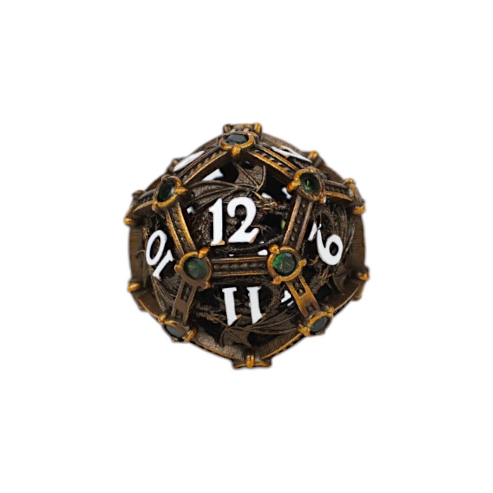 Let's Play Games Hoard Guardian Dice Set - Ancient Bronze with Green 7-Set