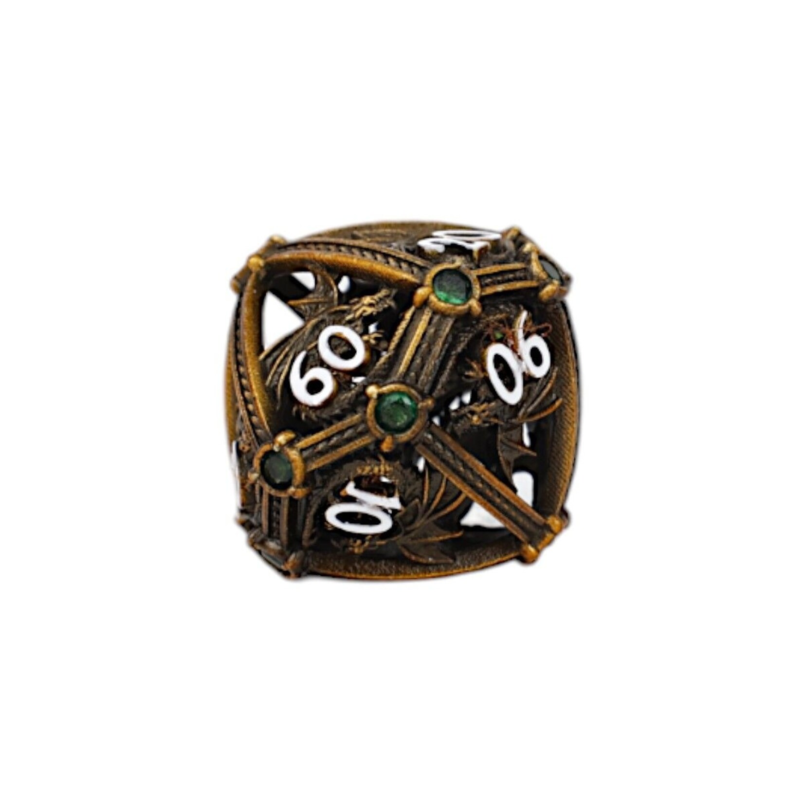 Let's Play Games Hoard Guardian Dice Set - Ancient Bronze with Green 7-Set