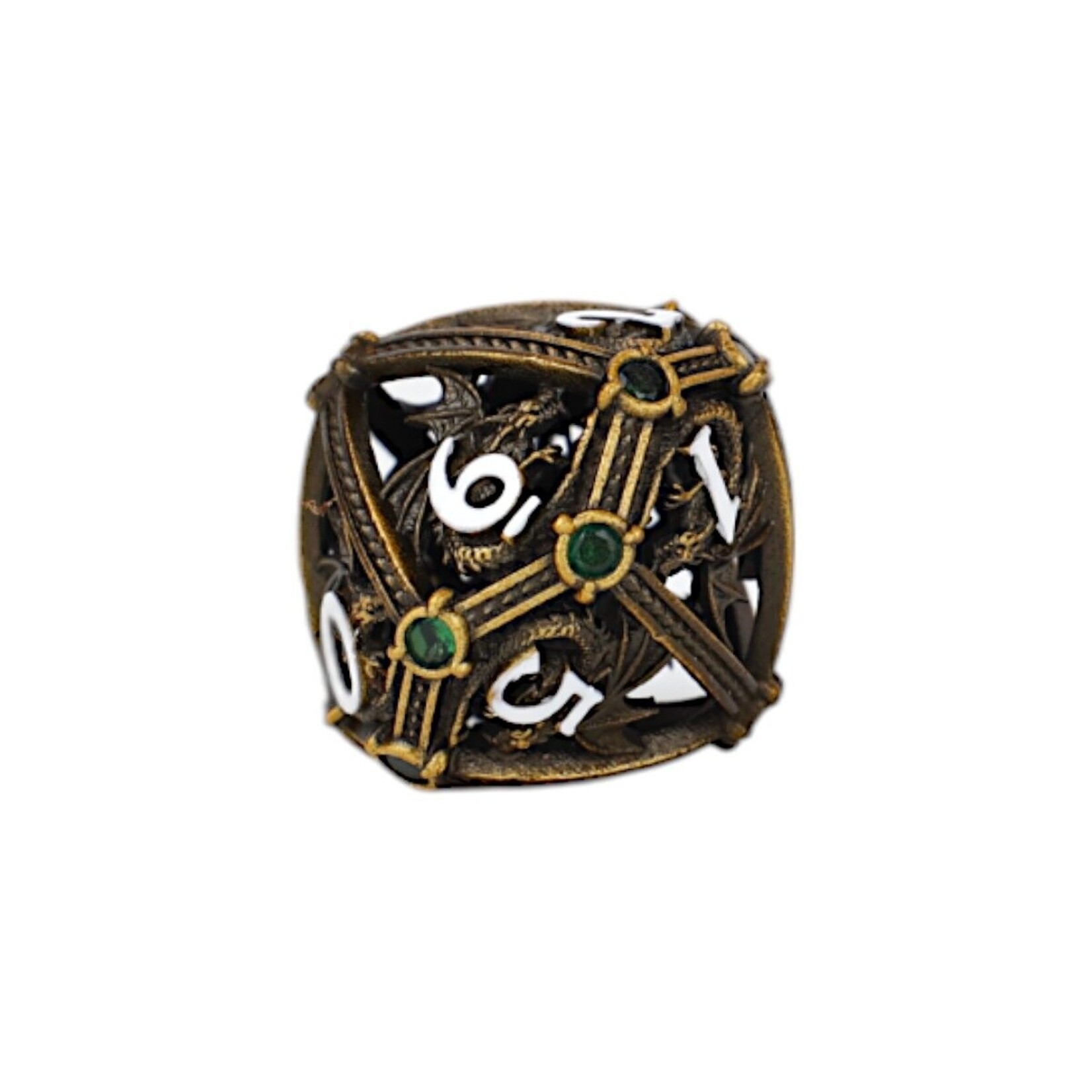 Let's Play Games Hoard Guardian Dice Set - Ancient Bronze with Green 7-Set