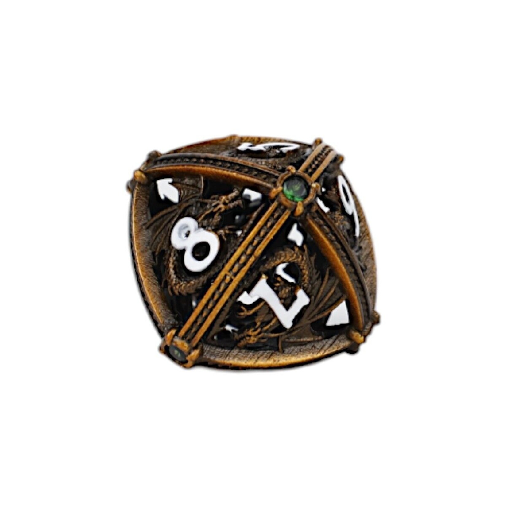 Let's Play Games Hoard Guardian Dice Set - Ancient Bronze with Green 7-Set