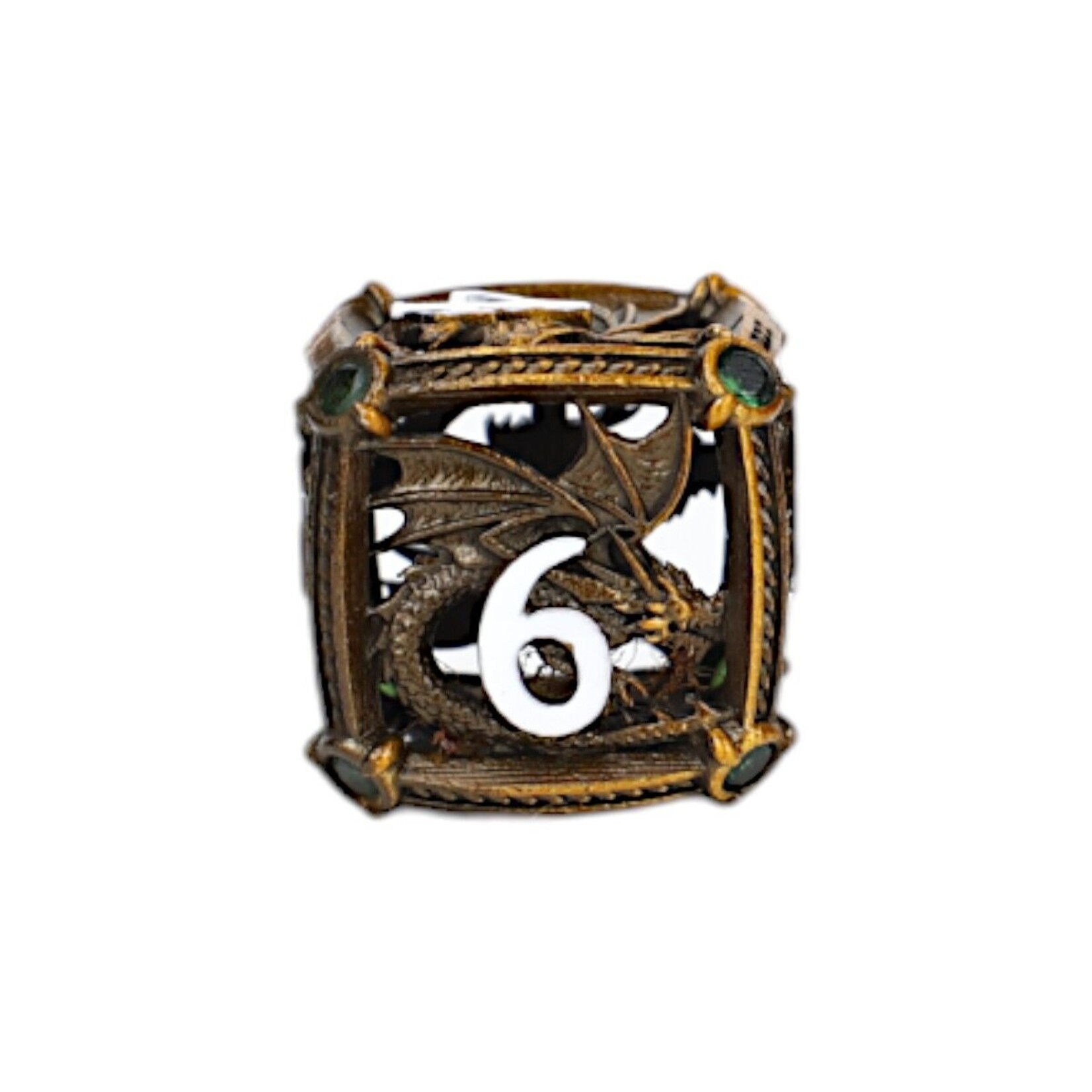 Let's Play Games Hoard Guardian Dice Set - Ancient Bronze with Green 7-Set