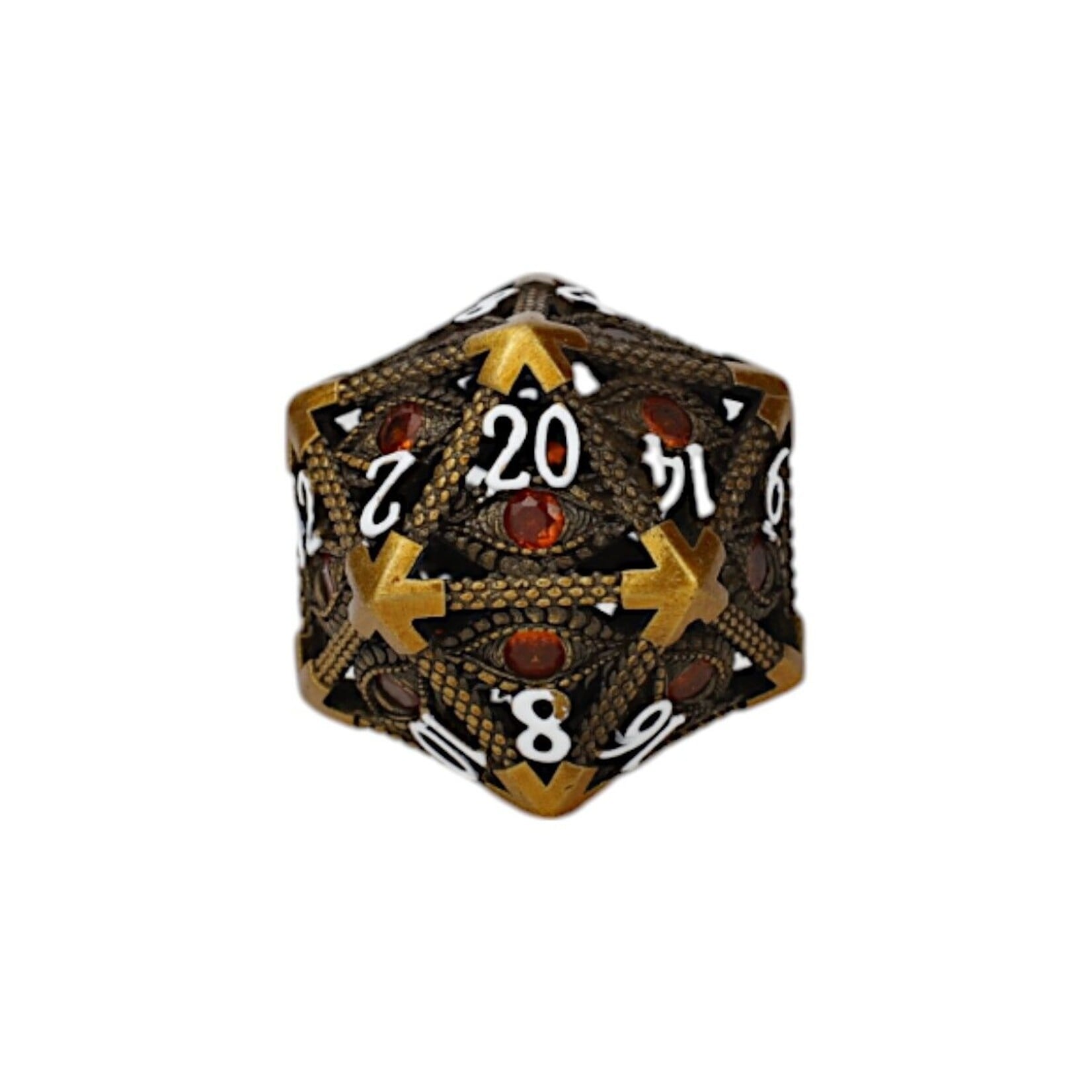 Let's Play Games Scaled Eye Dice Set - Ancient Bronze with Red 7-Set