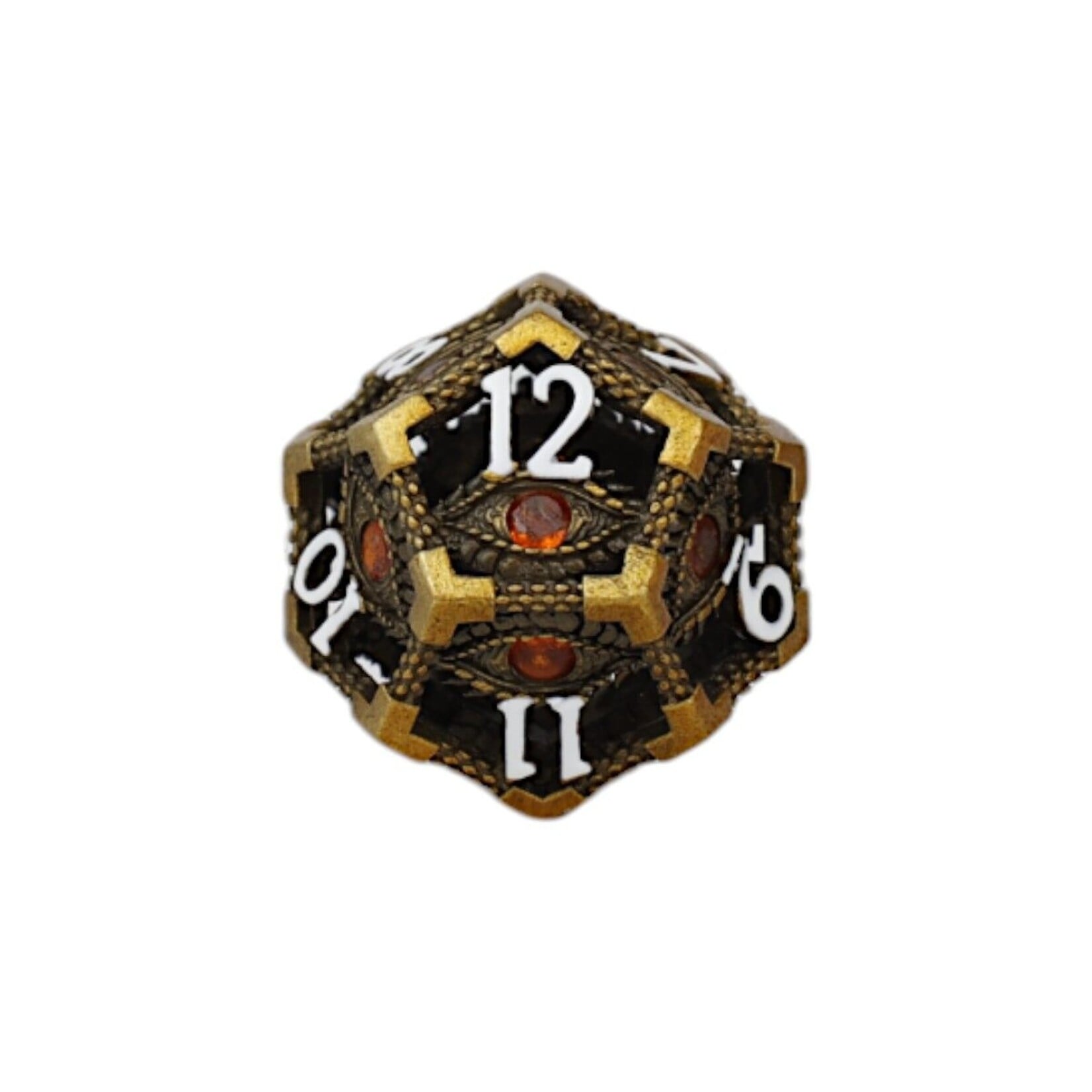 Let's Play Games Scaled Eye Dice Set - Ancient Bronze with Red 7-Set