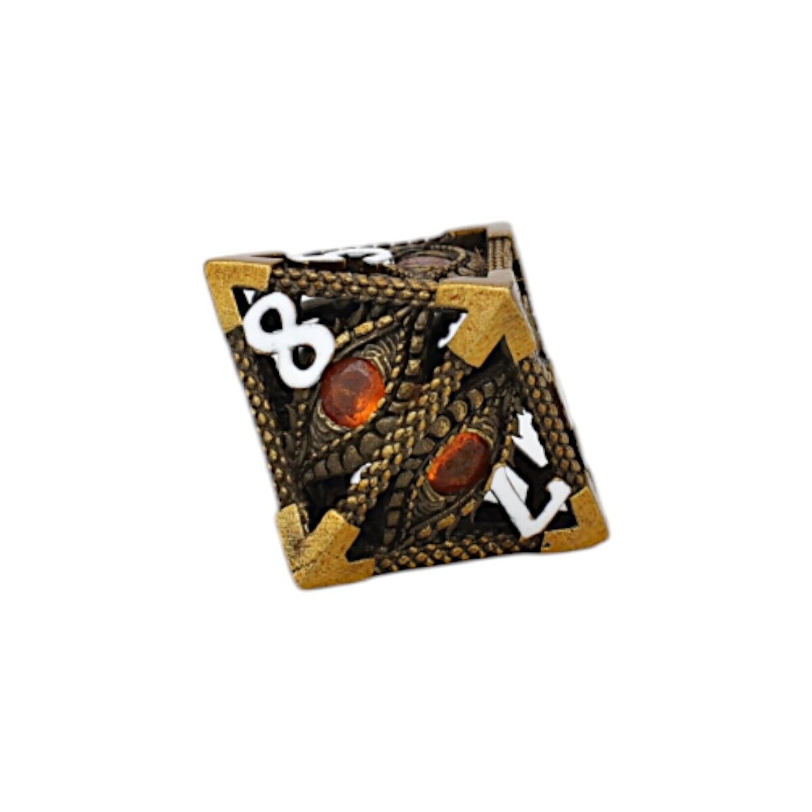 Let's Play Games Scaled Eye Dice Set - Ancient Bronze with Red 7-Set