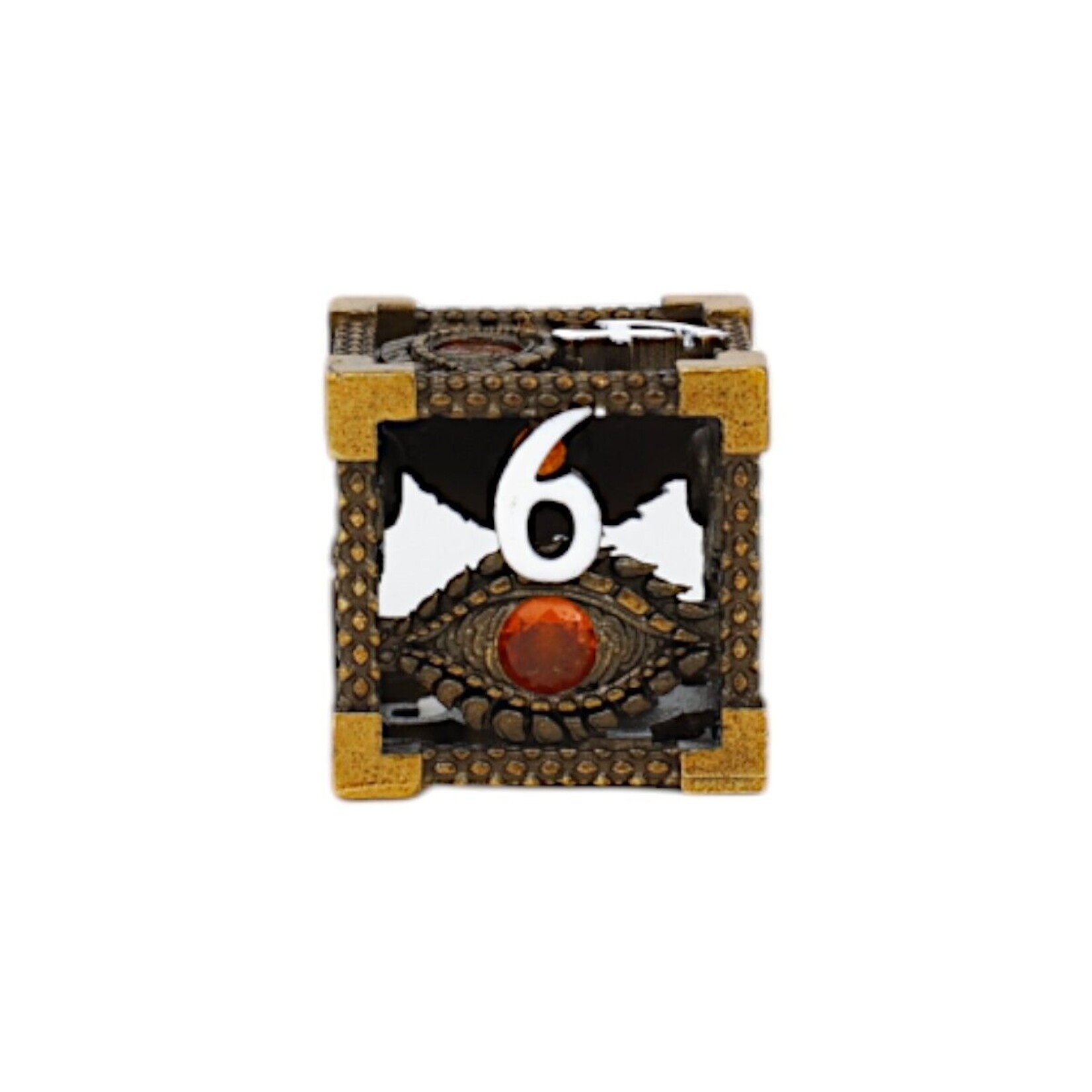 Let's Play Games Scaled Eye Dice Set - Ancient Bronze with Red 7-Set