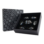 Let's Play Games Hollow Elliptic Dice Set - Stainless and Blue 7-Set