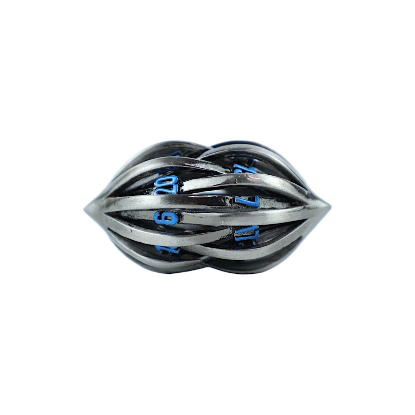 Let's Play Games Hollow Elliptic Dice Set - Stainless and Blue 7-Set