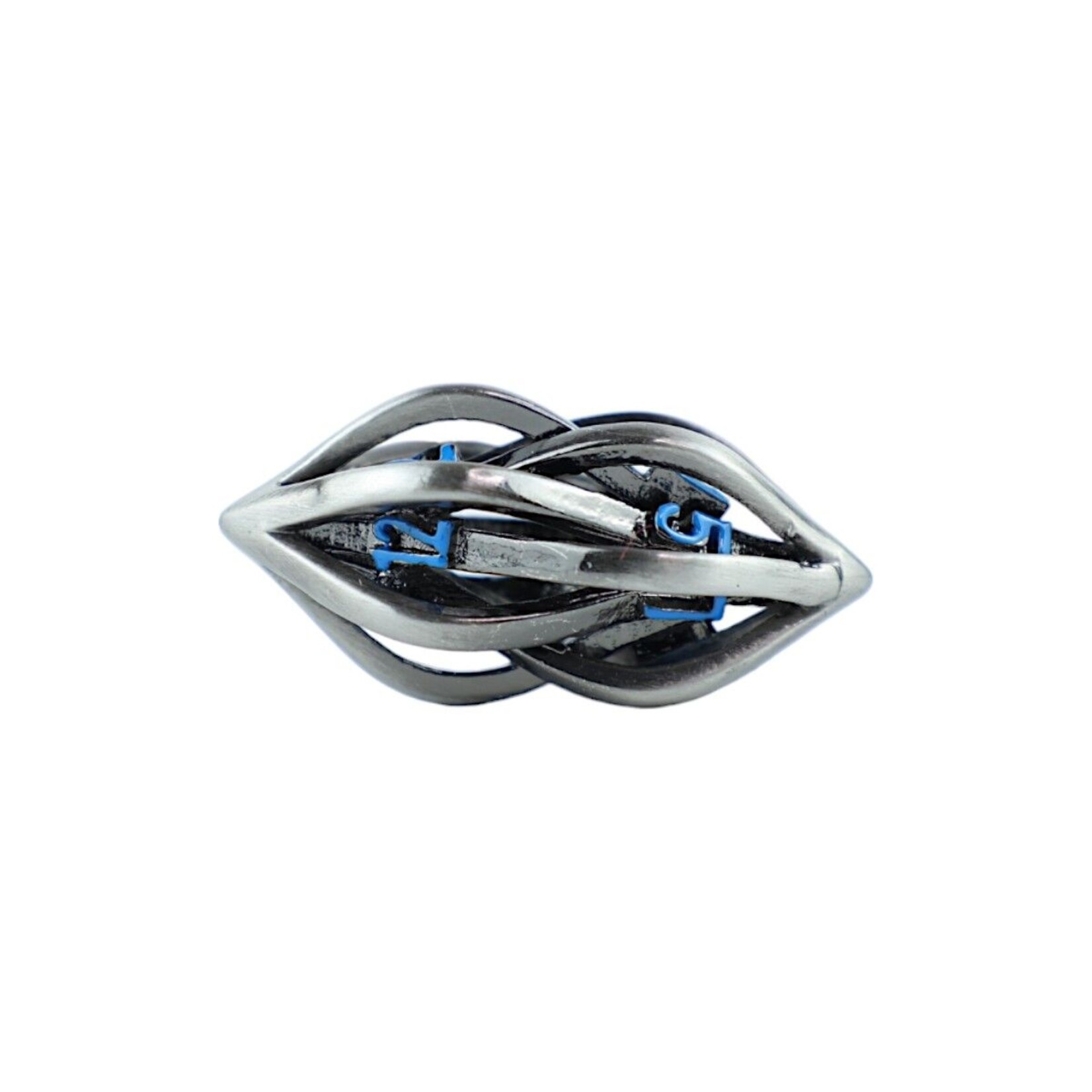 Let's Play Games Hollow Elliptic Dice Set - Stainless and Blue 7-Set