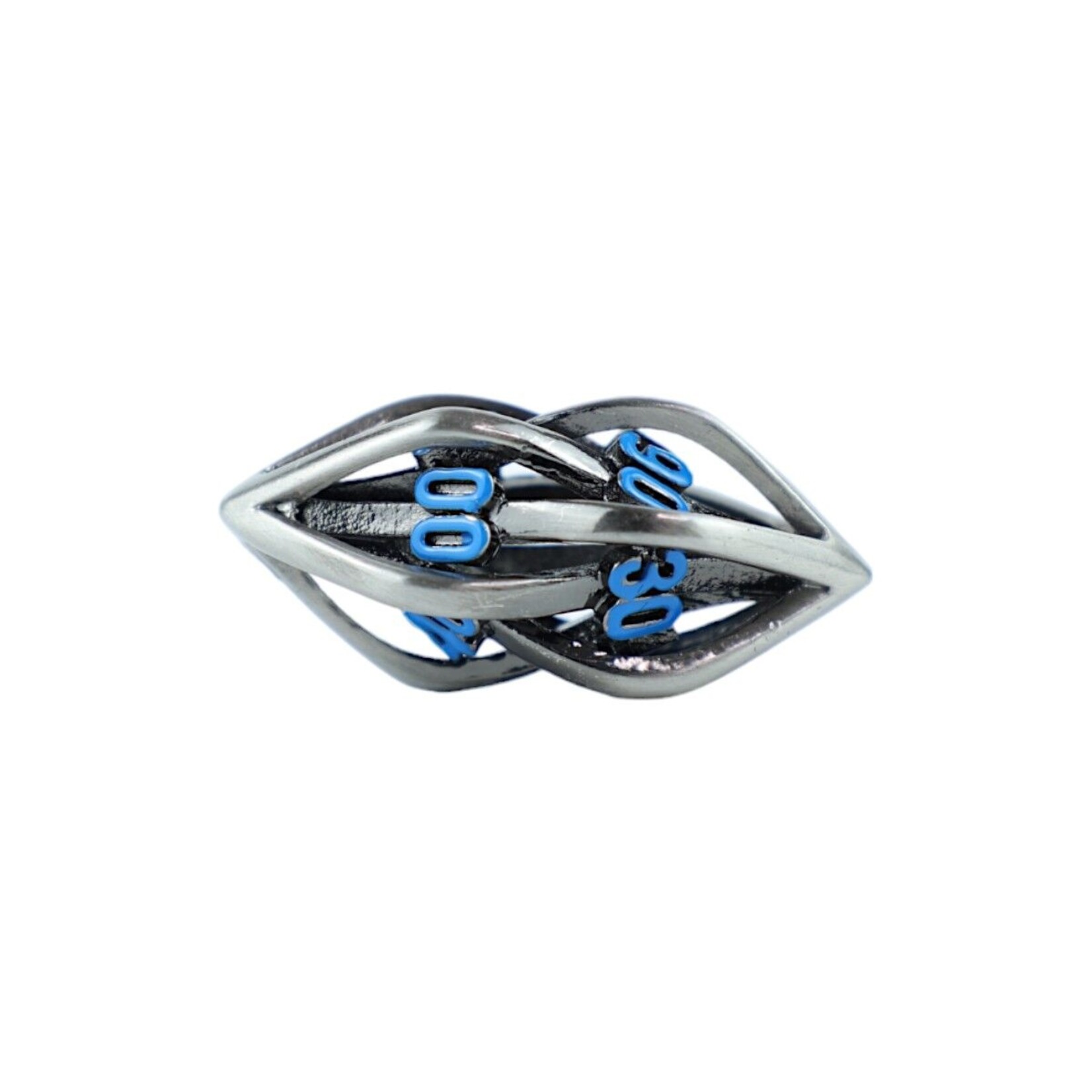 Let's Play Games Hollow Elliptic Dice Set - Stainless and Blue 7-Set