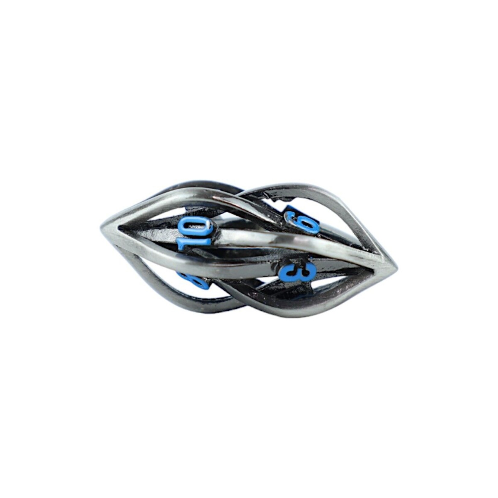 Let's Play Games Hollow Elliptic Dice Set - Stainless and Blue 7-Set