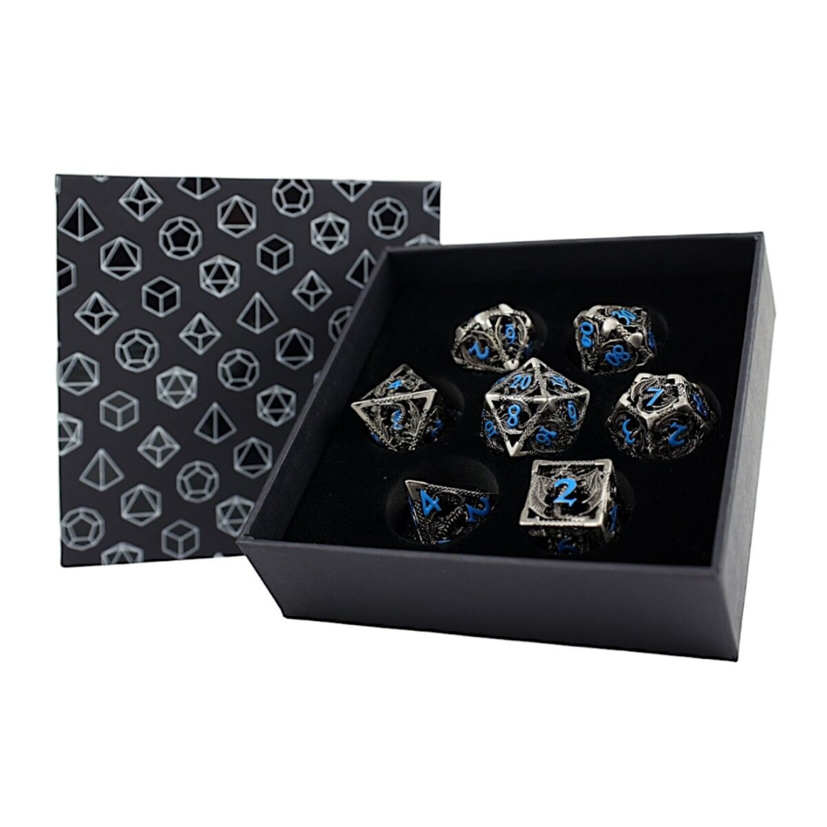 Let's Play Games Hollow Dragon - Stainless with  Blue 7-Set