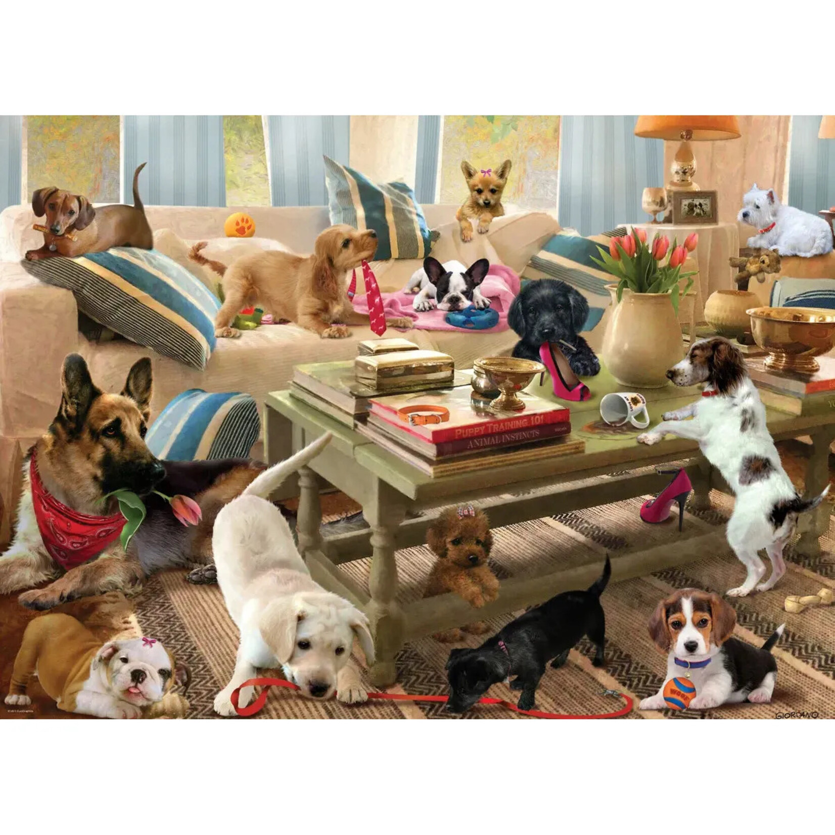 EuroGraphics Puzzles Living Room Pups 300pc