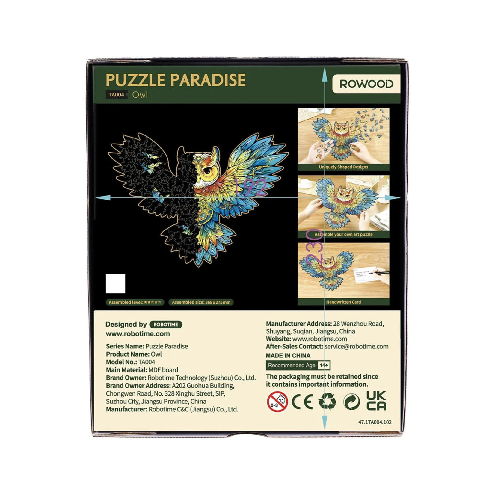 Robotime Puzzle: Wooden: Owl 200pc