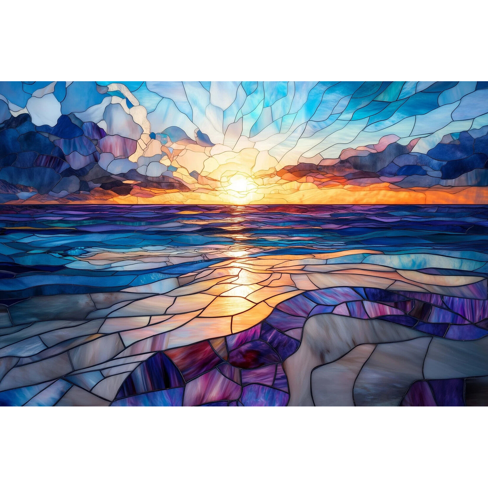 Trippy Puzzle Co Sapphire Sunset Stained Glass Classic Jigsaw Puzzle 1000pc