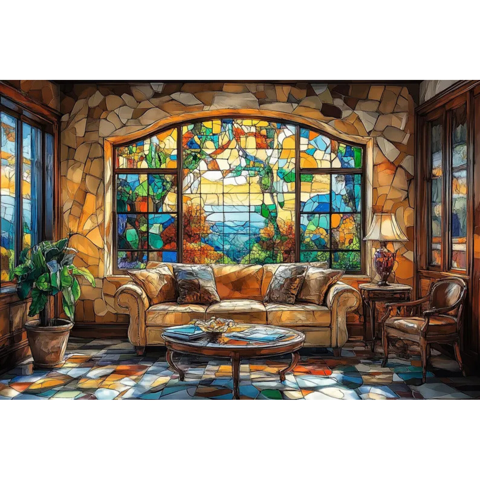 Trippy Puzzle Co Rustic Refuge Stained Glass Classic Jigsaw Puzzle 1000pc