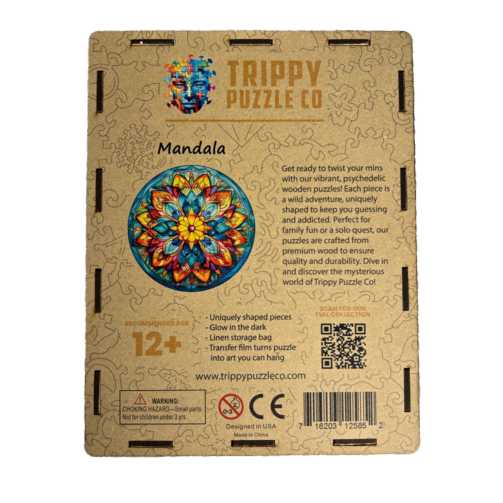 Trippy Puzzle Co Mandala Shaped Wooden Jigsaw Puzzle 300pc