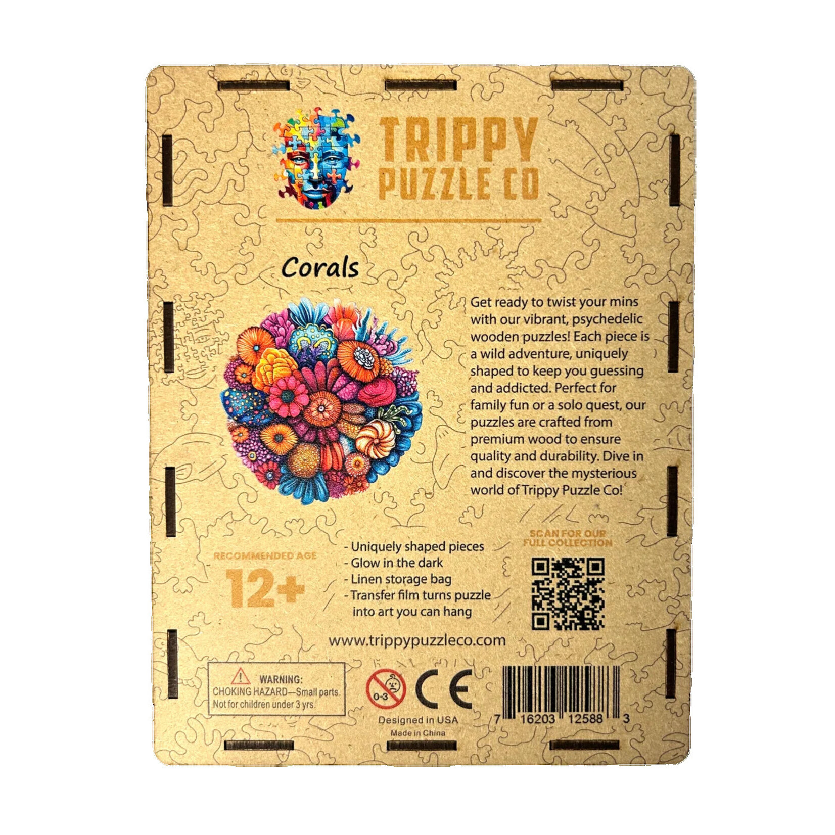 Trippy Puzzle Co Coral Shaped Wooden Jigsaw Puzzle 300pc