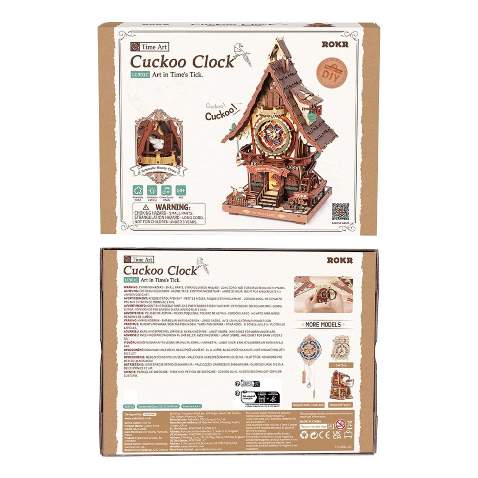 Robotime Rokr Cuckoo Clock Mechanical 3D Wooden Puzzle