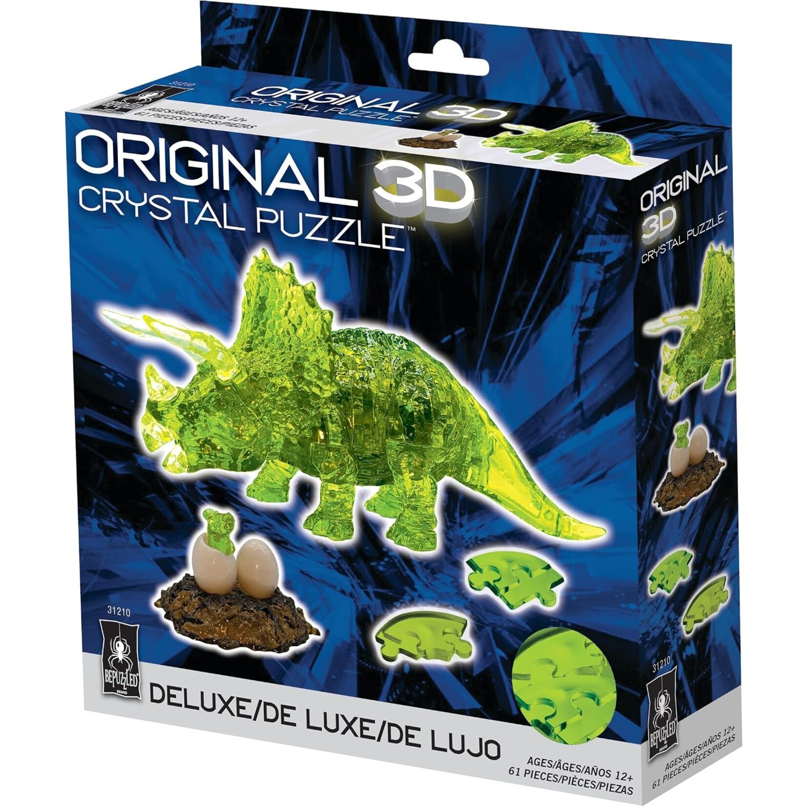 University Games 31210 Puzzle: 3D Crystal: Triceratops with Baby (Green)