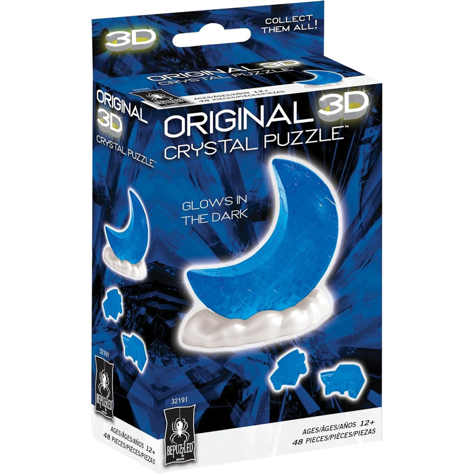 University Games 32191 Puzzle: 3D Crystal: Glowing Moon (Blue)