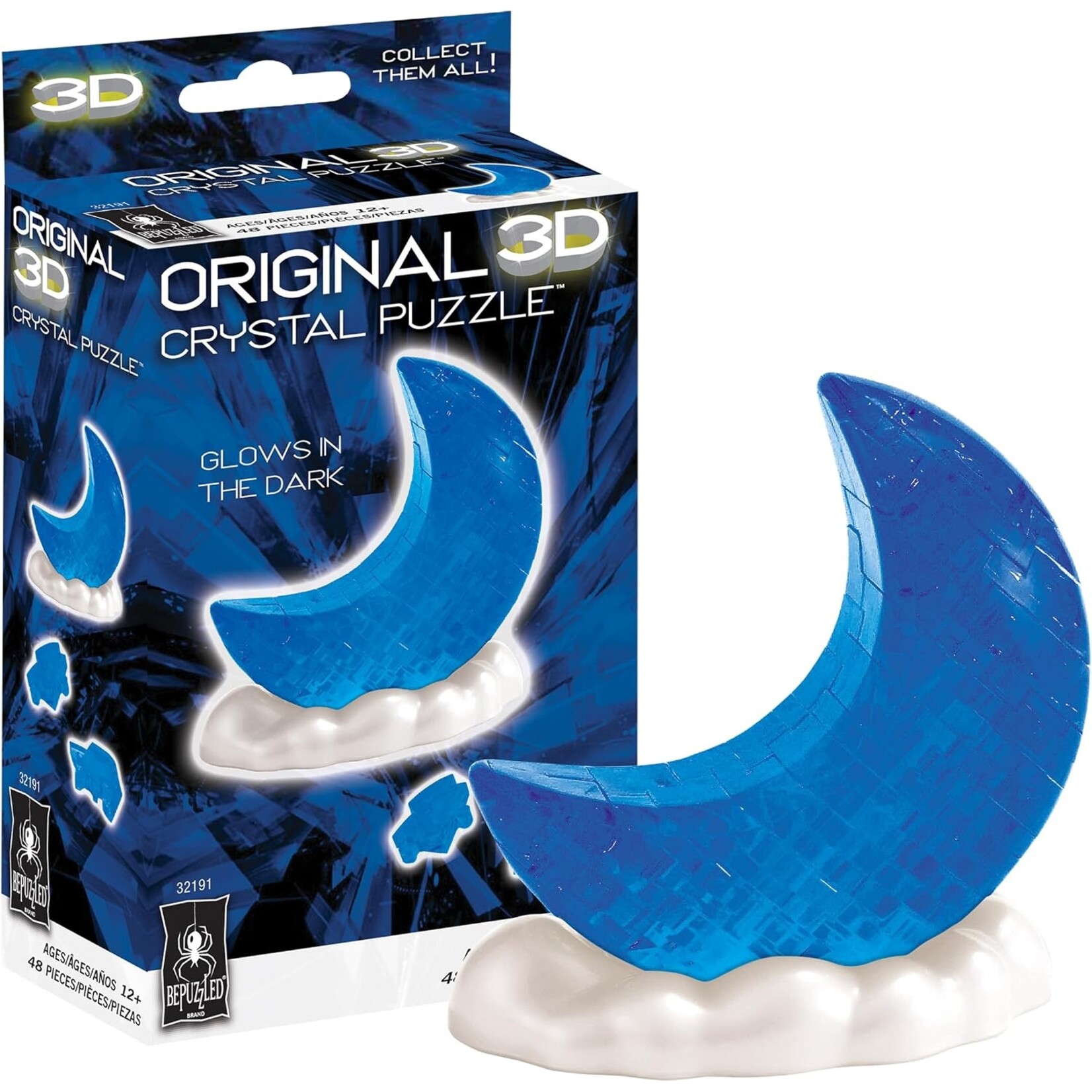 University Games 32191 Puzzle: 3D Crystal: Glowing Moon (Blue)
