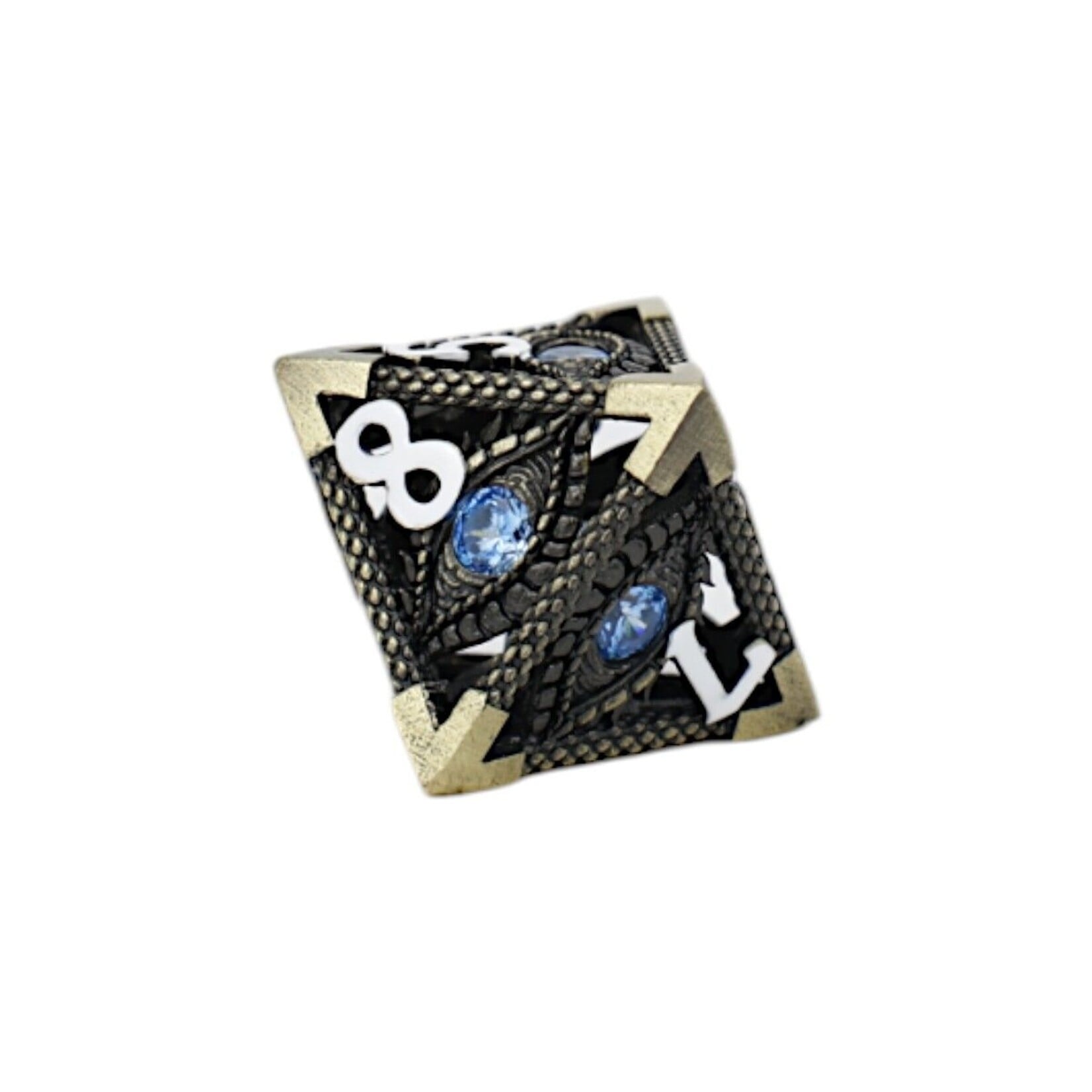 Let's Play Games Scaled Eye Tarnished Gold/Blue: LPG Dice