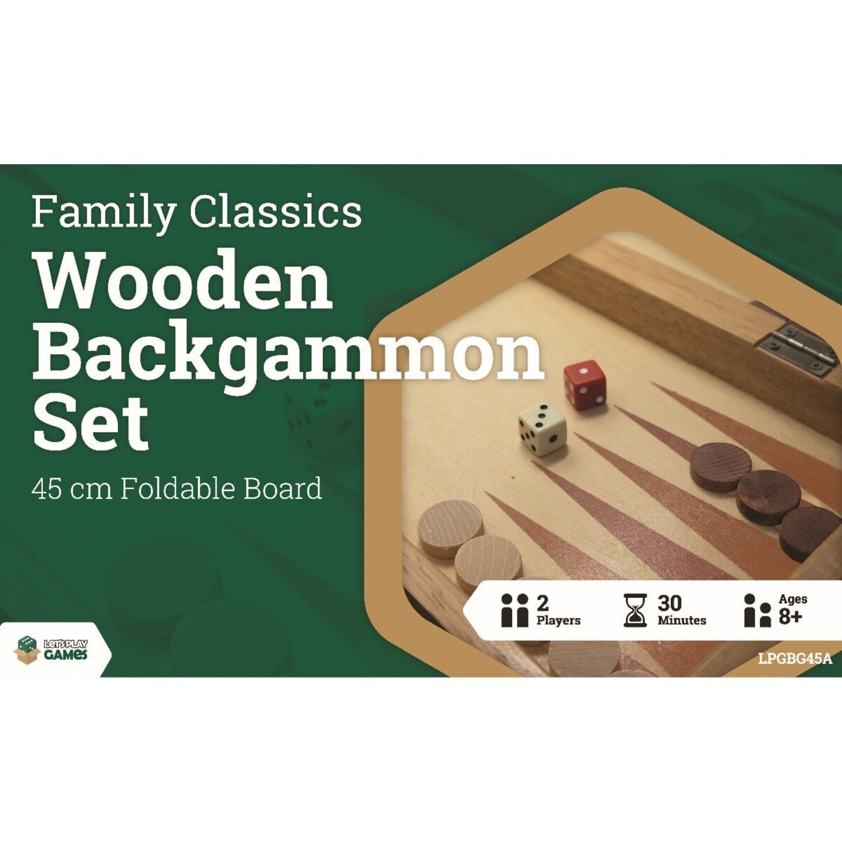 Family Classics LPG Classics: Wooden Folding Backgammon Case 45cm