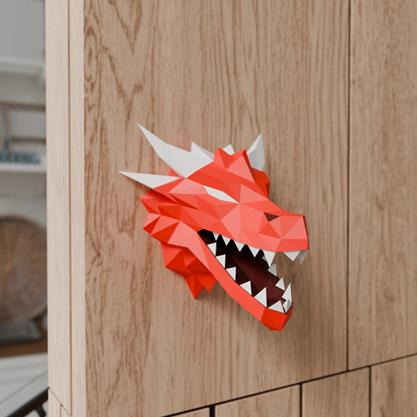 Papercraft World 3D Papercraft Dragon Head Wall Art Origami Decor