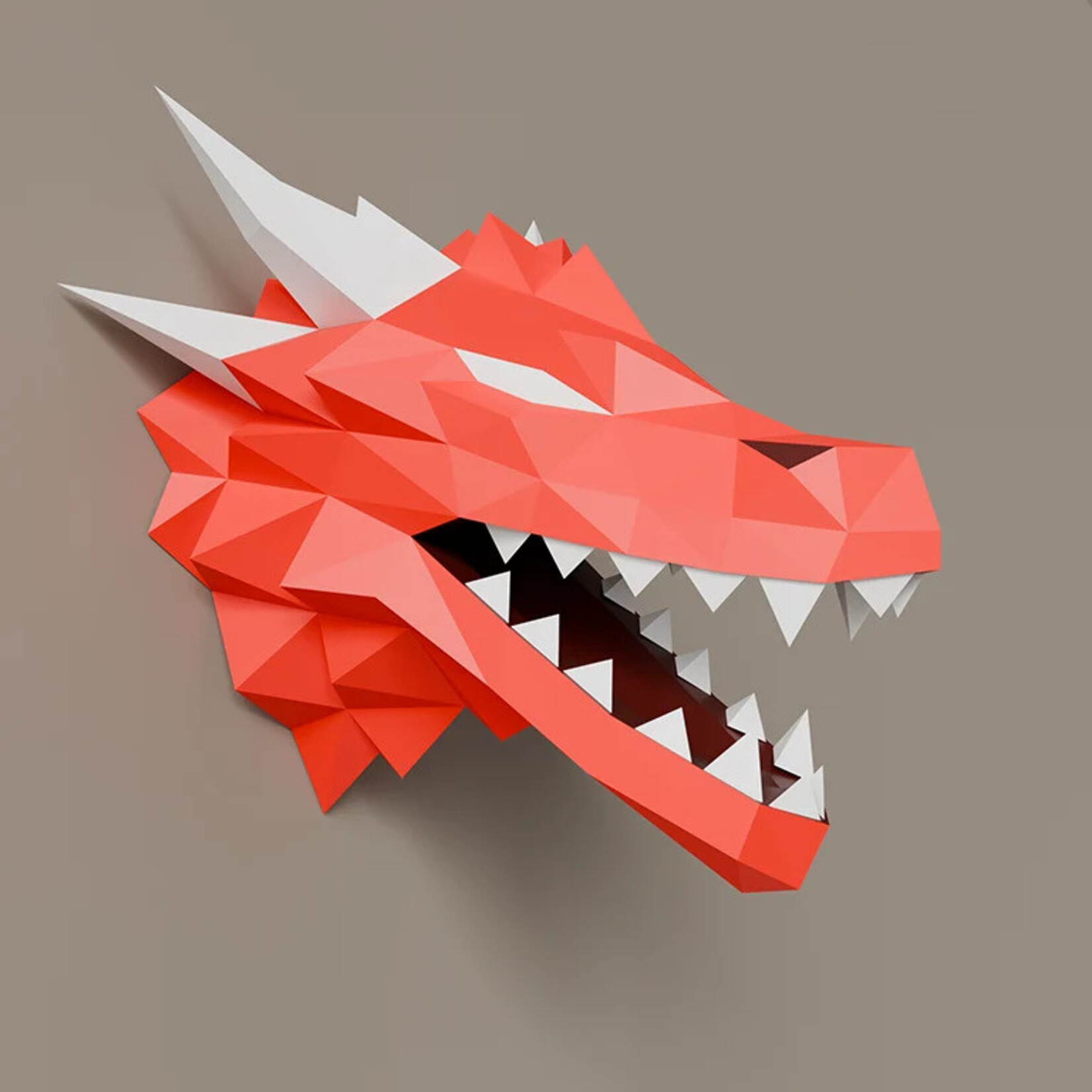 Papercraft World 3D Papercraft Dragon Head Wall Art Origami Decor