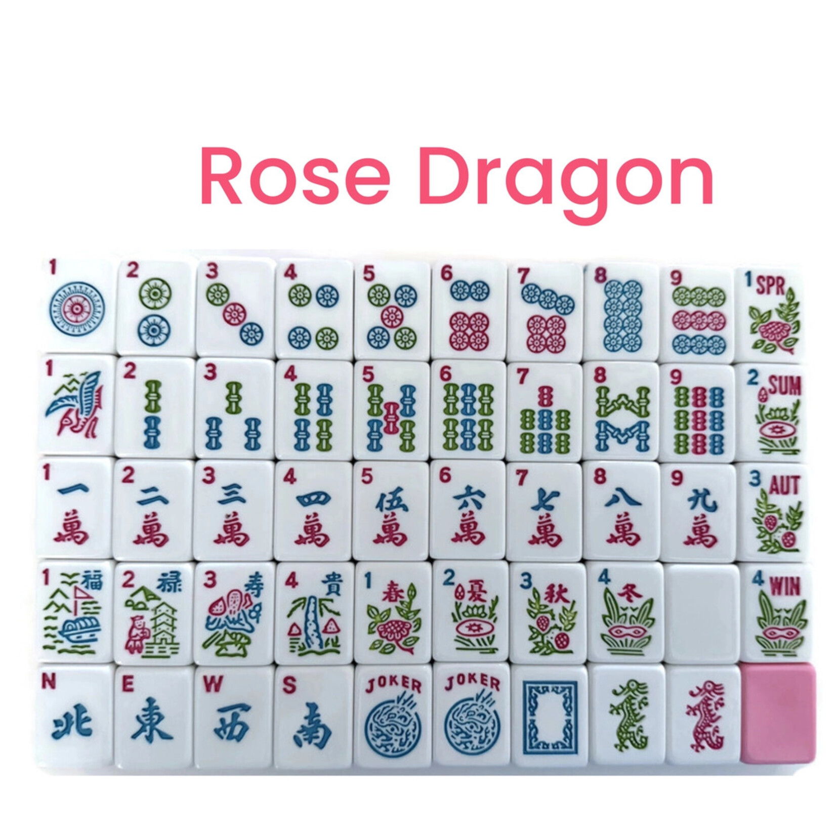 Mahjong Studios Rose Dragon American Mahjong  Bundle  - Multi-Color Trays and Pastel Mat